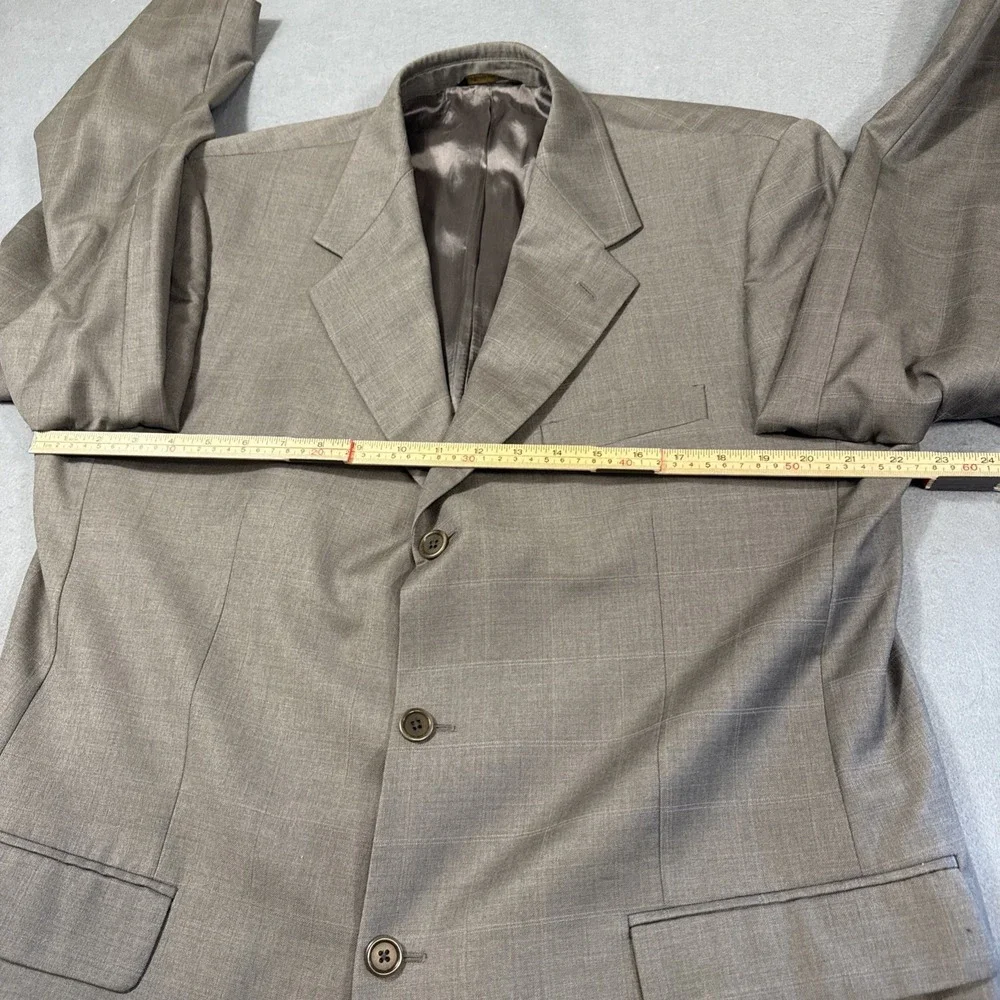Roberto Villini Italy 44L Wool Suit Gray Windowpane Check 2PC Jacket Pants 38/30